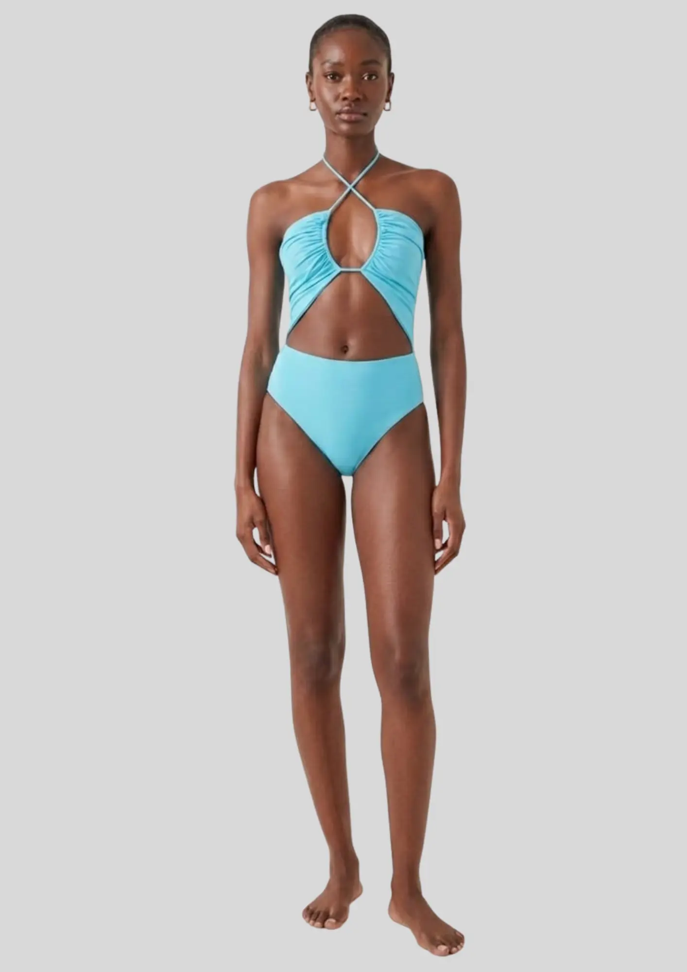 Cross Halter Cut Out One Piece Bikini