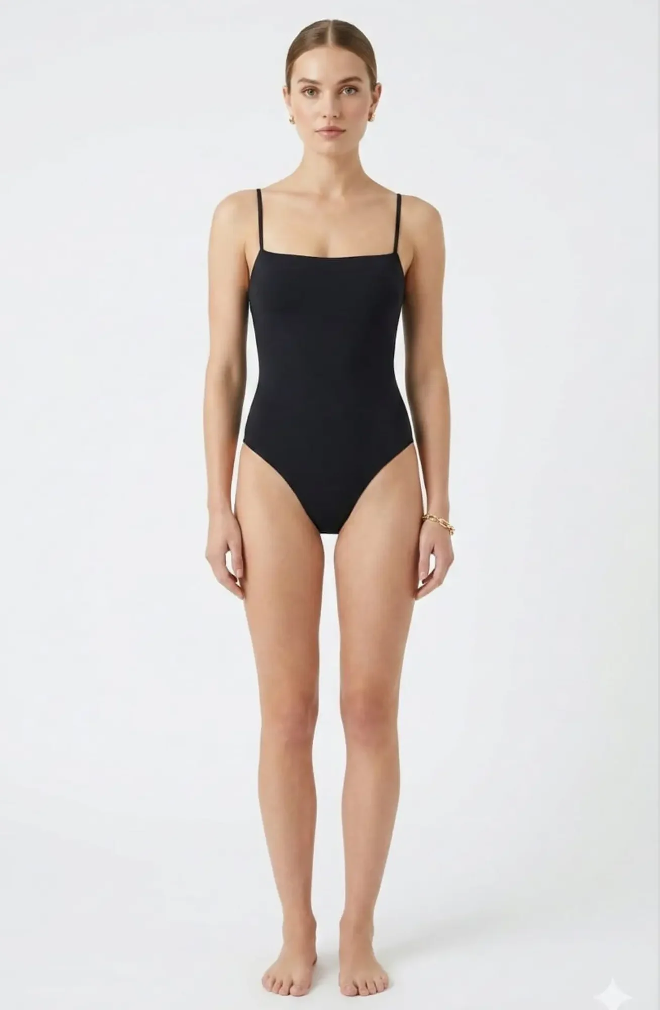 Classic Square Neck High Leg One Piece Swimsuit
