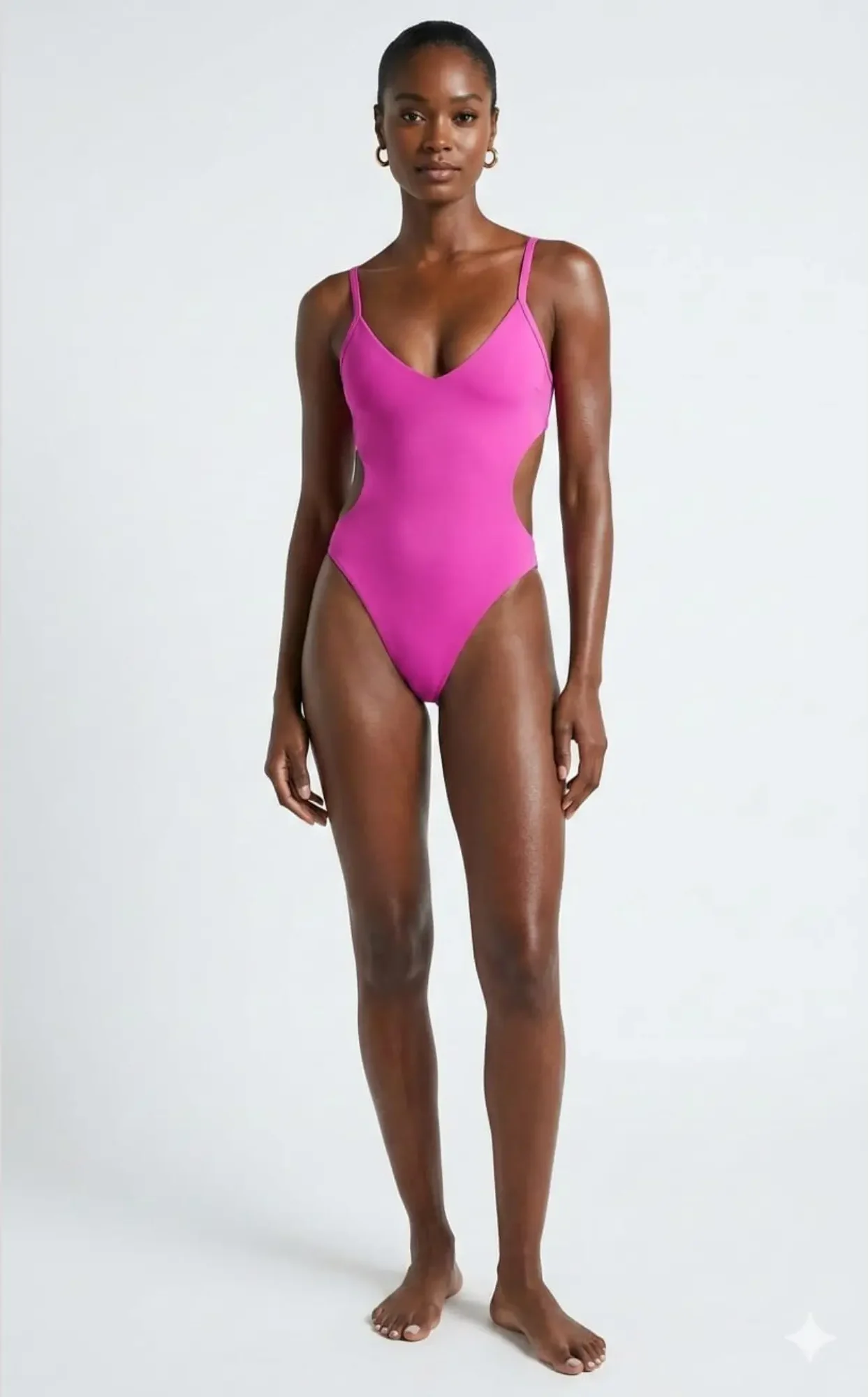 Classic Backless V Neck Cut Out Swimsuit