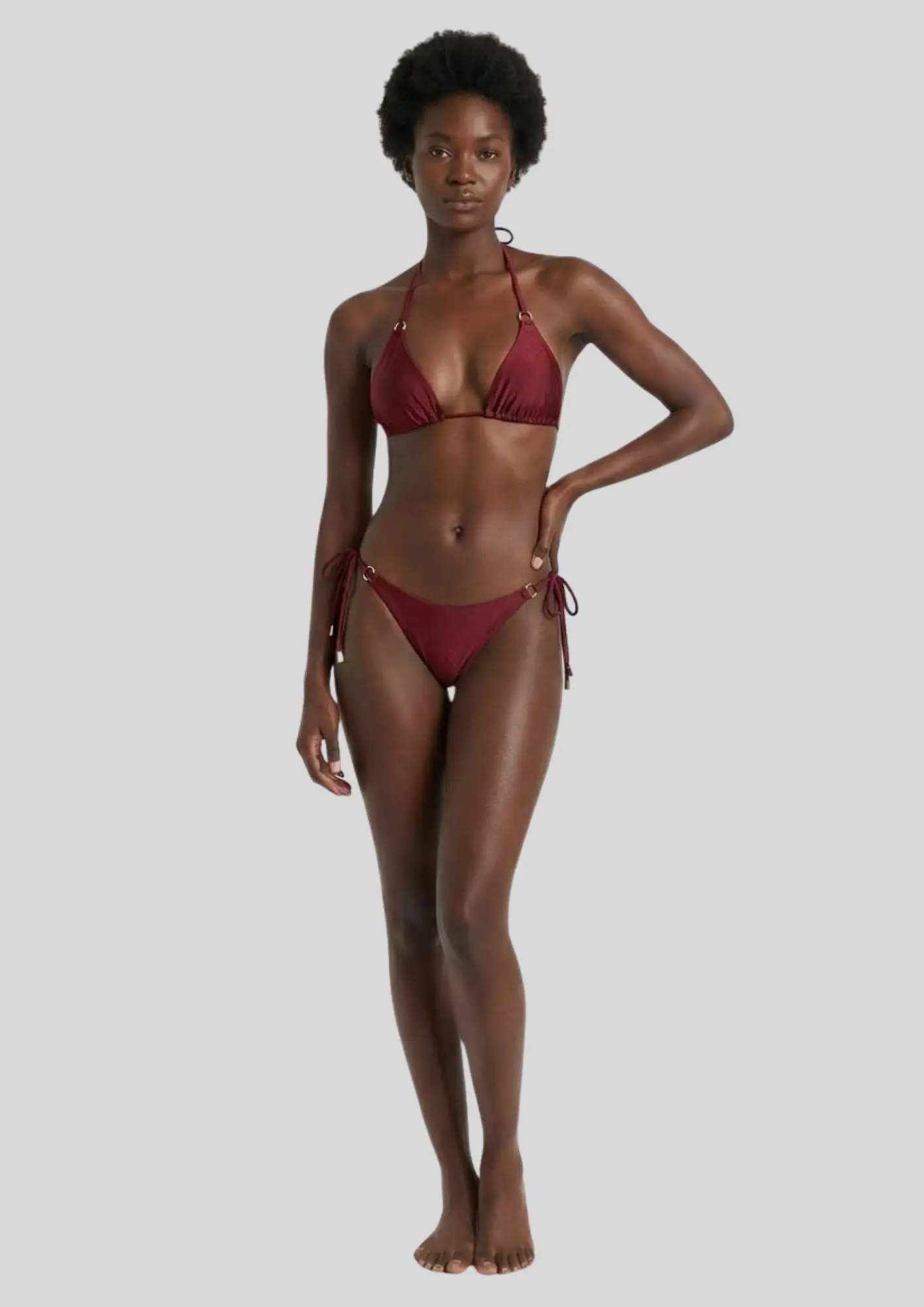Minimal Triangle Bikini with Adjustable Tie Sides
