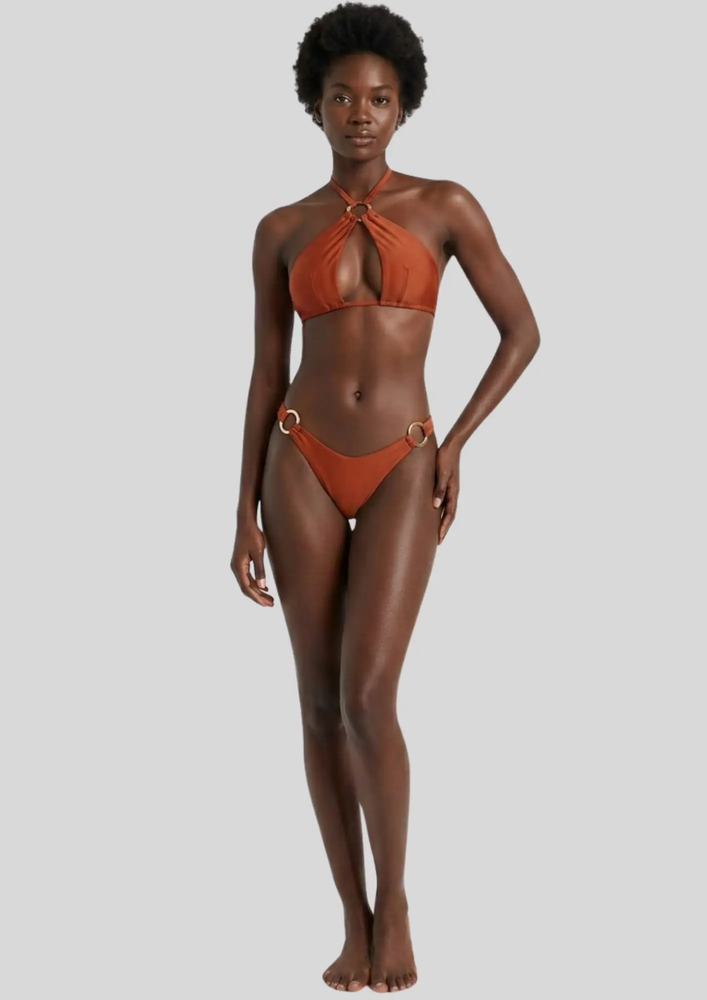 Halter Cut Out Bikini with Ring Detail